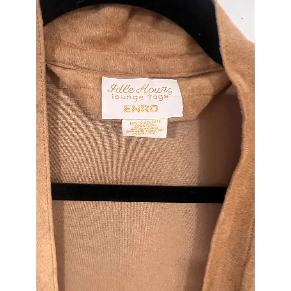 Vintage Enro Idle Hour Tan Terry Cloth Belted Robe One Size